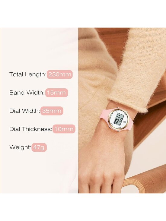 Women\'s Pink And White Quartz Chronograph Waterproof Outdoor Sport Digital Watch main image 4